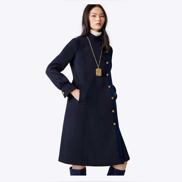 Tory Burch Warren Coat Navy Size 2/XS - Picture 2 of 7